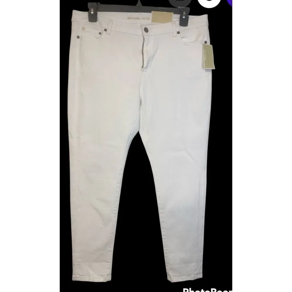 NWT Michael Kors Selma White Jeans High Rise Ankle Sz. 14P